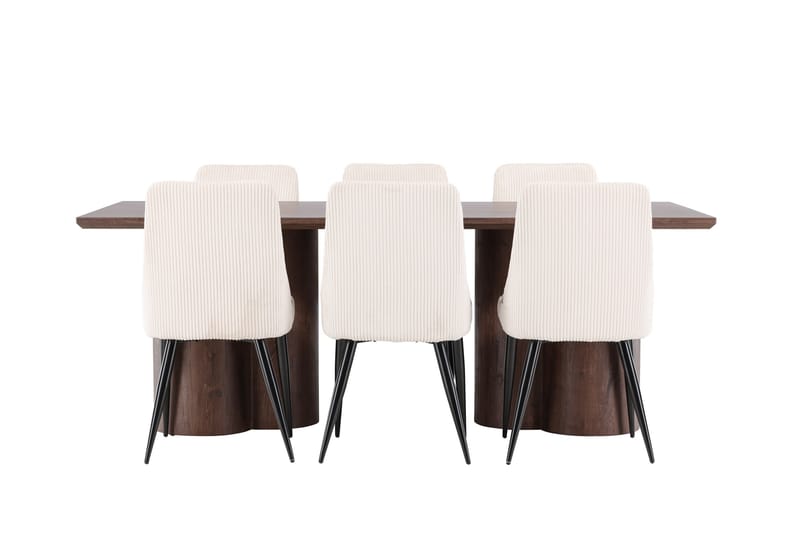 Olivia Matgrupp 210 cm Rektangulär med 6 Leone stolar - Mocca/Beige - Möbler - Matplats - Matgrupp & matbord med stolar