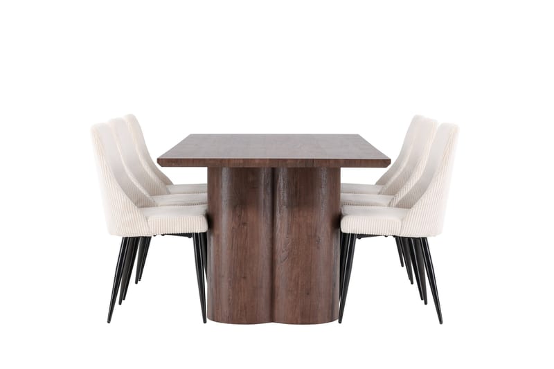 Olivia Matgrupp 210 cm Rektangulär med 6 Leone stolar - Mocca/Beige - Möbler - Matplats - Matgrupp & matbord med stolar