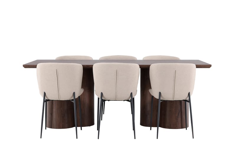 Olivia Matgrupp 210 cm Rektangulär med 6 Modesto stolar - Mocca/Beige - Möbler - Matplats - Matgrupp & matbord med stolar