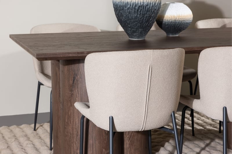 Olivia Matgrupp 210 cm Rektangulär med 6 Modesto stolar - Mocca/Beige - Möbler - Matplats - Matgrupp & matbord med stolar