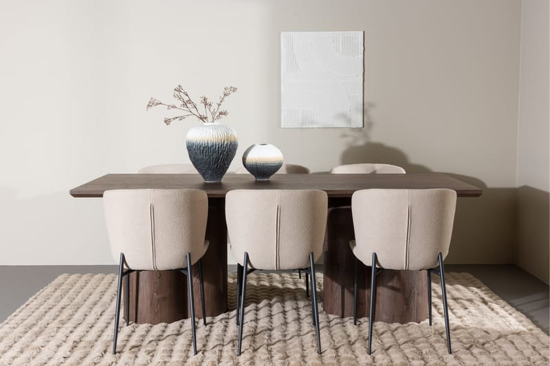 Olivia Matgrupp 210 cm Rektangulär med 6 Modesto stolar - Mocca/Beige - Möbler - Matplats - Matgrupp & matbord med stolar