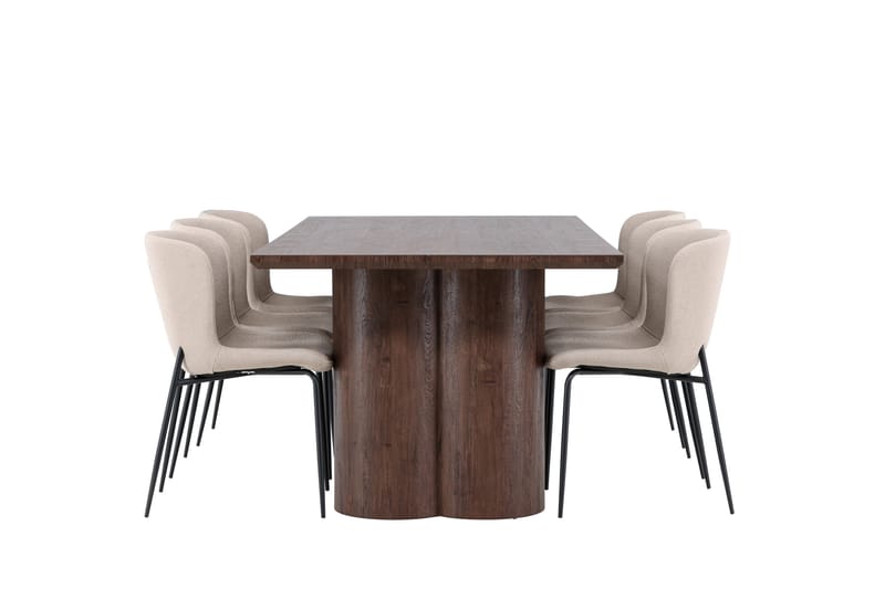 Olivia Matgrupp 210 cm Rektangulär med 6 Modesto stolar - Mocca/Beige - Möbler - Matplats - Matgrupp & matbord med stolar