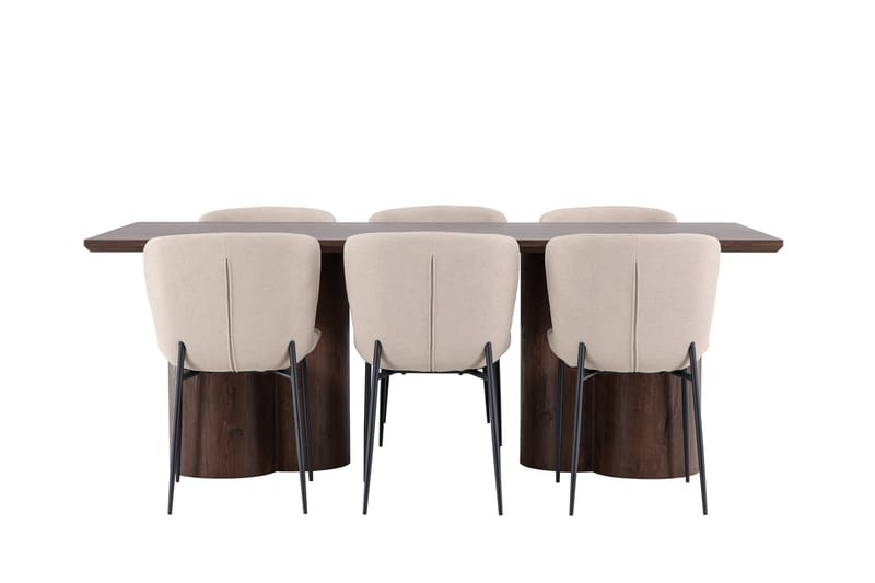 Olivia Matgrupp 210 cm Rektangulär med 6 Modesto stolar - Mocca/Beige - Möbler - Matplats - Matgrupp & matbord med stolar