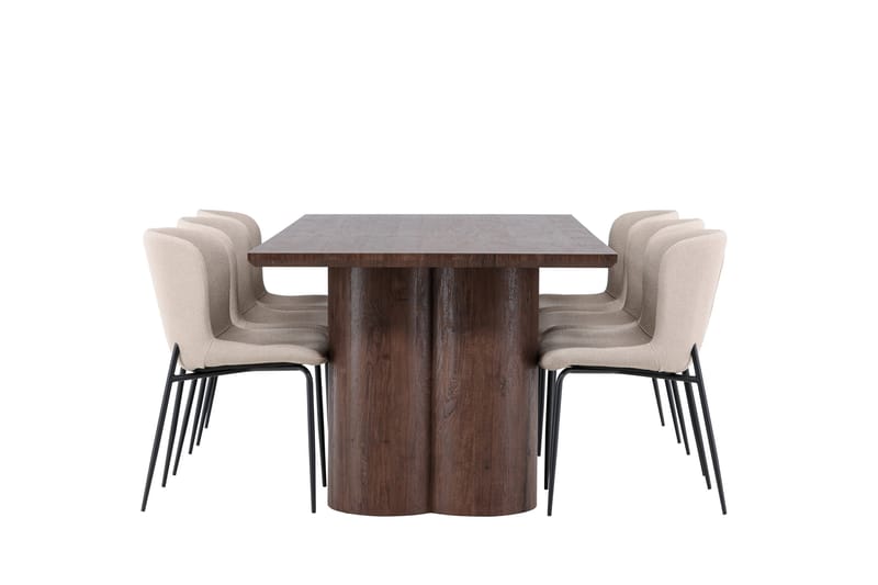 Olivia Matgrupp 210 cm Rektangulär med 6 Modesto stolar - Mocca/Beige - Möbler - Matplats - Matgrupp & matbord med stolar