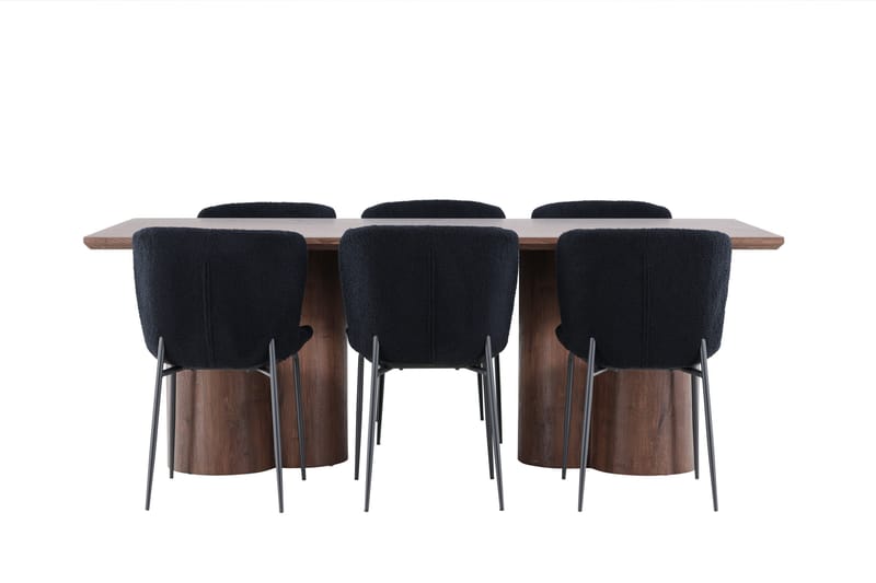 Olivia Matgrupp 210 cm Rektangulär med 6 Modesto stolar - Mocca/Svart - Möbler - Matplats - Matgrupp & matbord med stolar