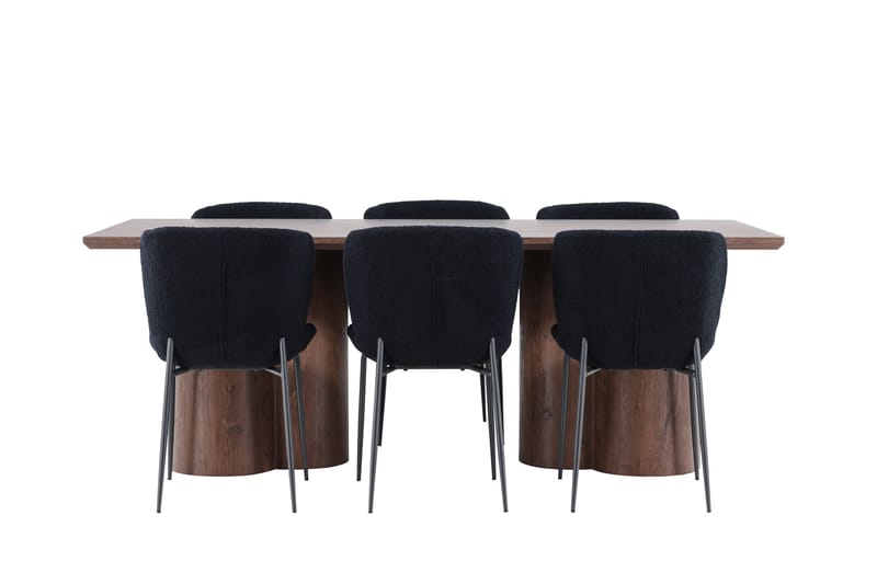 Olivia Matgrupp 210 cm Rektangulär med 6 Modesto stolar - Mocca/Svart - Möbler - Matplats - Matgrupp & matbord med stolar