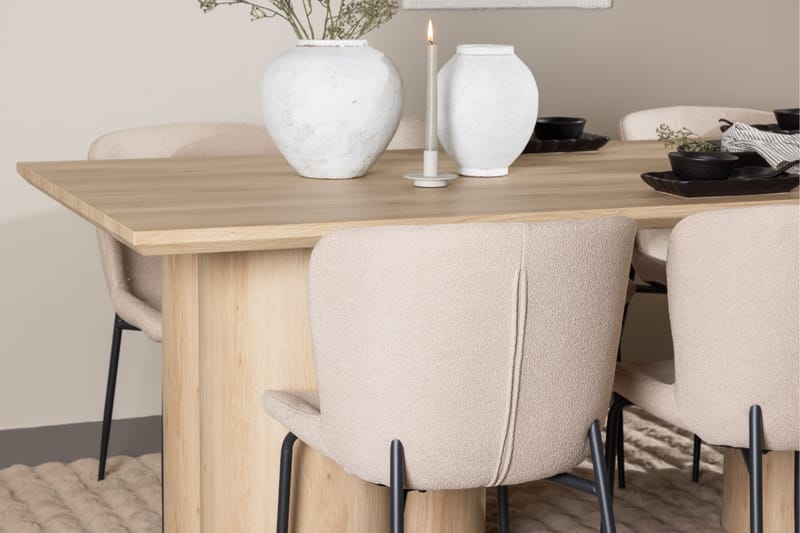 Olivia Matgrupp 210 cm Rektangulär med 6 Modesto stolar - Whitewash/Beige - Möbler - Matplats - Matgrupp & matbord med stolar