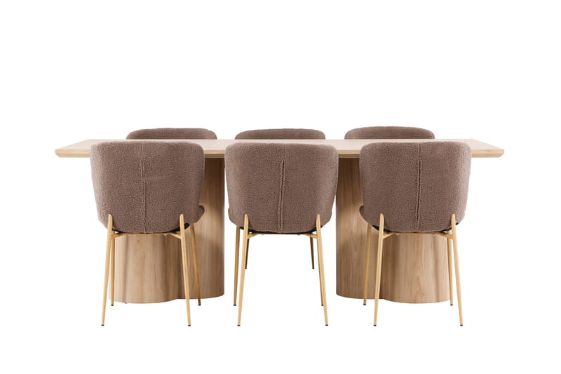 Olivia Matgrupp 210 cm Rektangulär med 6 Modesto stolar - Whitewash/Brun - Möbler - Matplats - Matgrupp & matbord med stolar