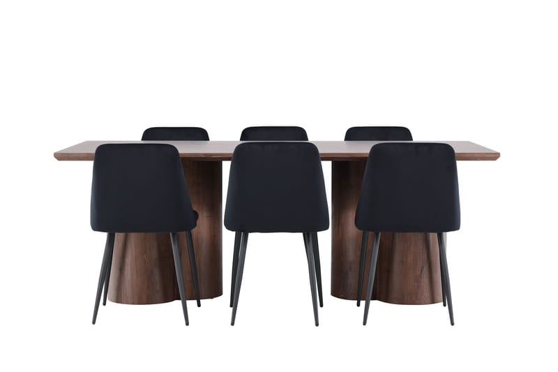 Olivia Matgrupp 210 cm Rektangulär med 6 Night stolar - Mocca/Svart - Möbler - Matplats - Matgrupp & matbord med stolar