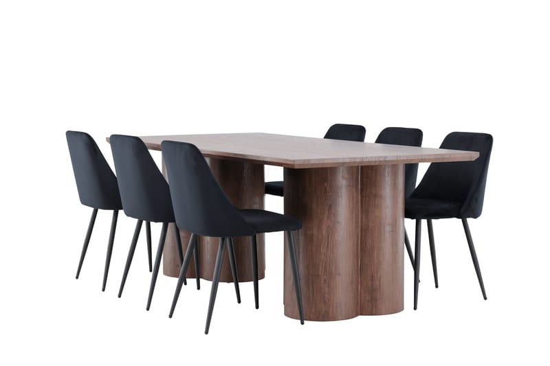 Olivia Matgrupp 210 cm Rektangul�är med 6 Night stolar - Mocca/Svart - Möbler - Matplats - Matgrupp & matbord med stolar