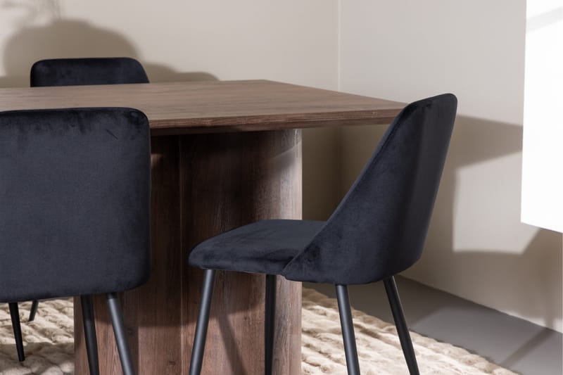 Olivia Matgrupp 210 cm Rektangulär med 6 Night stolar - Mocca/Svart - Möbler - Matplats - Matgrupp & matbord med stolar