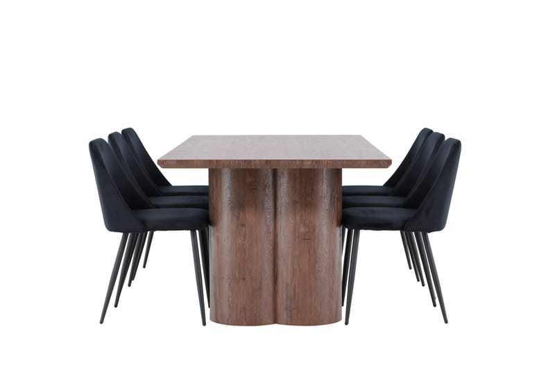 Olivia Matgrupp 210 cm Rektangulär med 6 Night stolar - Mocca/Svart - Möbler - Matplats - Matgrupp & matbord med stolar