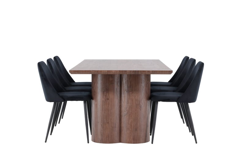 Olivia Matgrupp 210 cm Rektangulär med 6 Night stolar - Mocca/Svart - Möbler - Matplats - Matgrupp & matbord med stolar