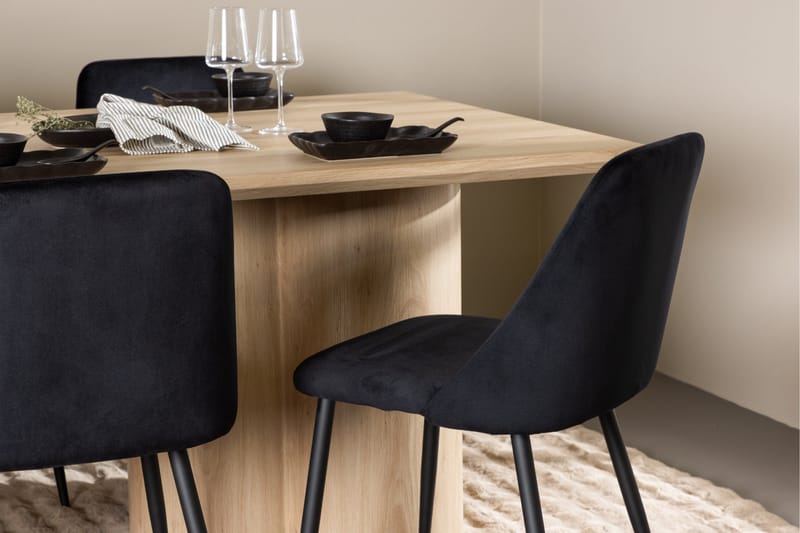 Olivia Matgrupp 210 cm Rektangulär med 6 Night stolar - Whitewash/Svart - Möbler - Matplats - Matgrupp & matbord med stolar