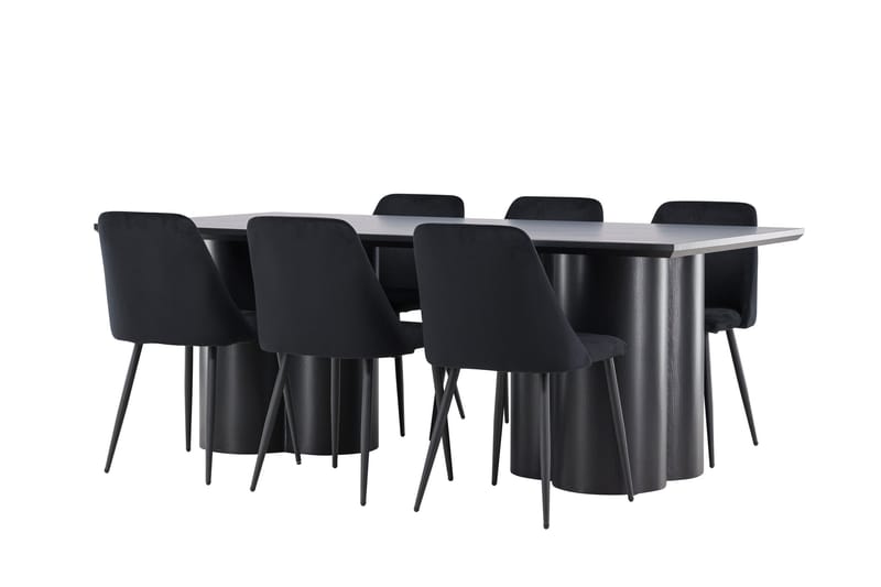 Olivia Matgrupp 210 cm Rektangulär med 6 Night stolar - Möbler - Matplats - Matgrupp & matbord med stolar