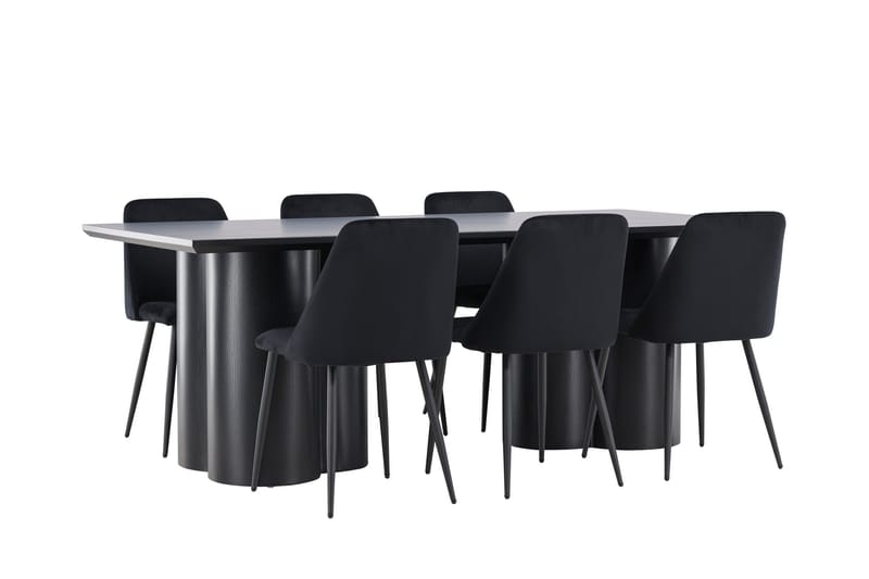 Olivia Matgrupp 210 cm Rektangulär med 6 Night stolar - Möbler - Matplats - Matgrupp & matbord med stolar