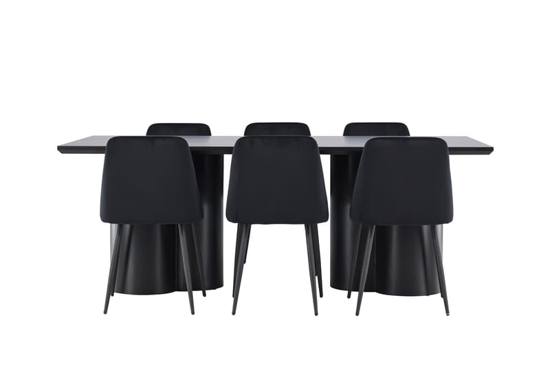 Olivia Matgrupp 210 cm Rektangulär med 6 Night stolar - Möbler - Matplats - Matgrupp & matbord med stolar