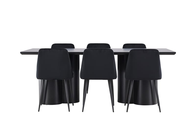 Olivia Matgrupp 210 cm Rektangulär med 6 Night stolar - Möbler - Matplats - Matgrupp & matbord med stolar