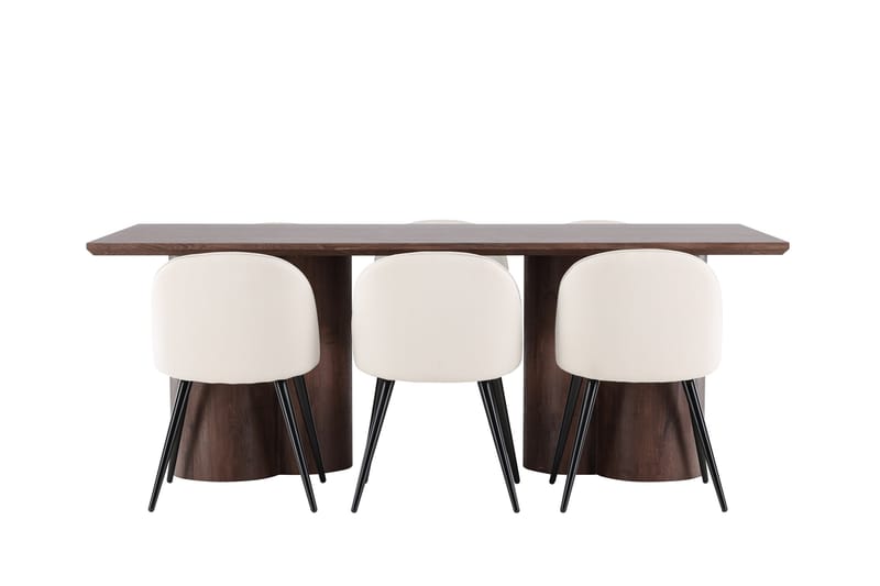 Olivia Matgrupp 210 cm Rektangulär med 6 Velvet stolar - Mocca/Beige - Möbler - Matplats - Matgrupp & matbord med stolar