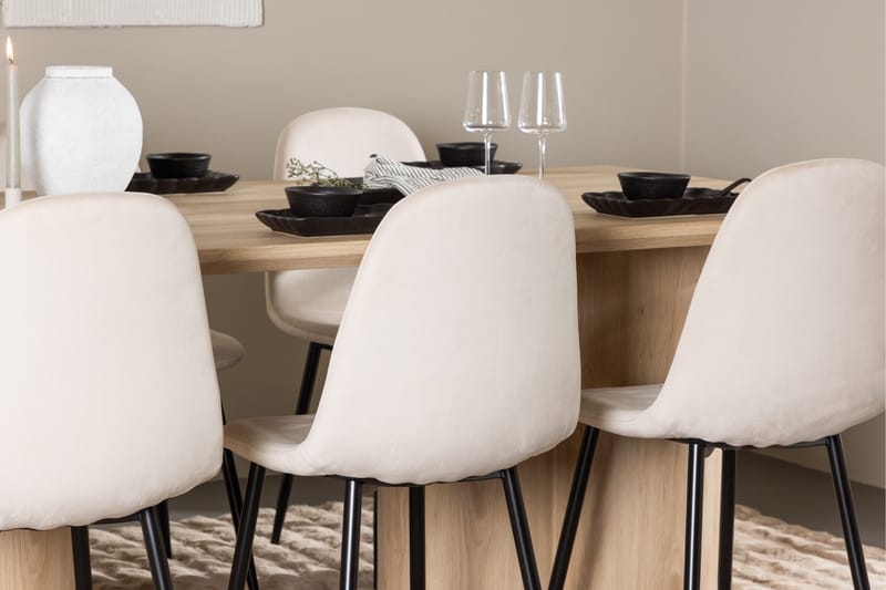 Olivia Matgrupp 210 cm Rektangulär med 6 Polar stolar - Whitewash/Beige - Möbler - Matplats - Matgrupp & matbord med stolar