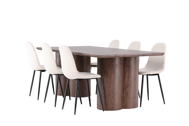 Olivia Matgrupp 210 cm Rektangulär med 6 Polar stolar, Mocca/Beige
