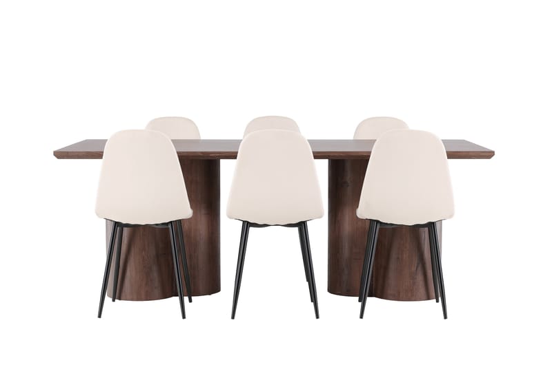 Olivia Matgrupp 210 cm Rektangulär med 6 Polar stolar - Mocca/Beige - Möbler - Matplats - Matgrupp & matbord med stolar