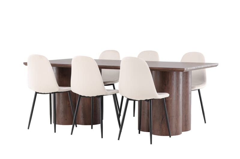 Olivia Matgrupp 210 cm Rektangulär med 6 Polar stolar - Mocca/Beige - Möbler - Matplats - Matgrupp & matbord med stolar