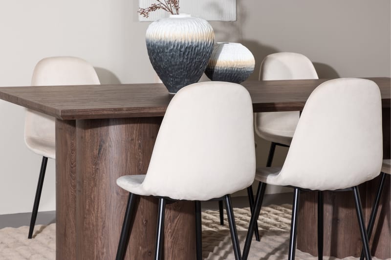 Olivia Matgrupp 210 cm Rektangulär med 6 Polar stolar - Mocca/Beige - Möbler - Matplats - Matgrupp & matbord med stolar