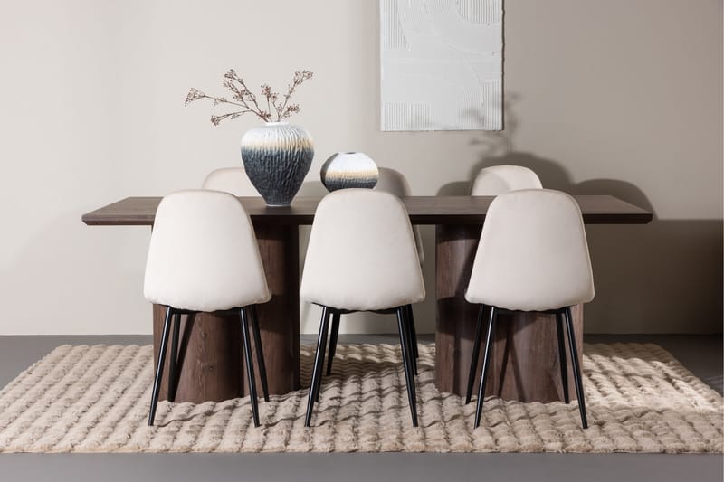 Olivia Matgrupp 210 cm Rektangulär med 6 Polar stolar - Mocca/Beige - Möbler - Matplats - Matgrupp & matbord med stolar