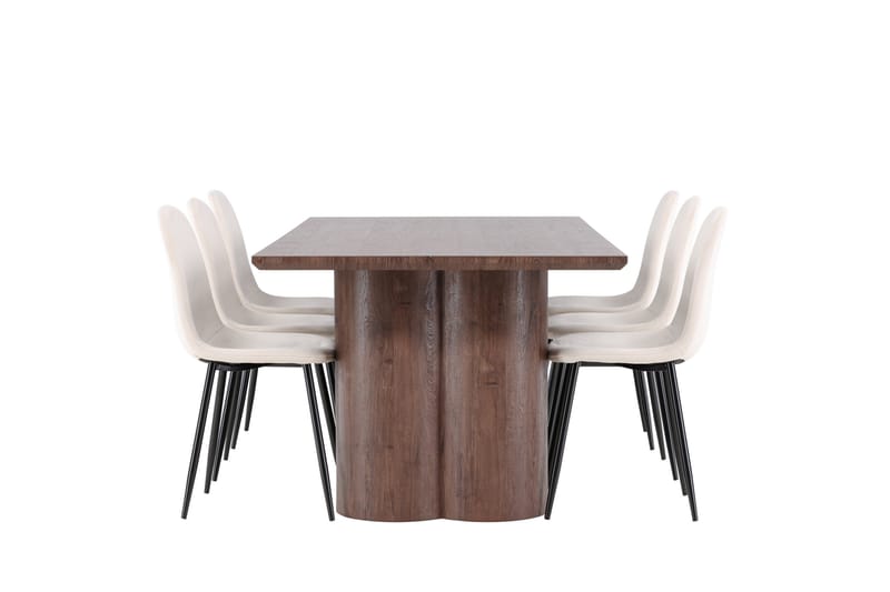 Olivia Matgrupp 210 cm Rektangulär med 6 Polar stolar - Mocca/Beige - Möbler - Matplats - Matgrupp & matbord med stolar