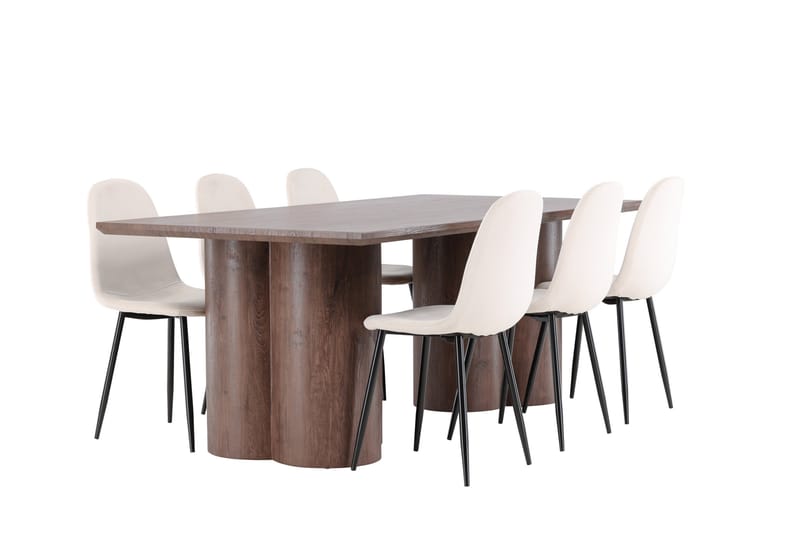 Olivia Matgrupp 210 cm Rektangulär med 6 Polar stolar - Mocca/Beige - Möbler - Matplats - Matgrupp & matbord med stolar
