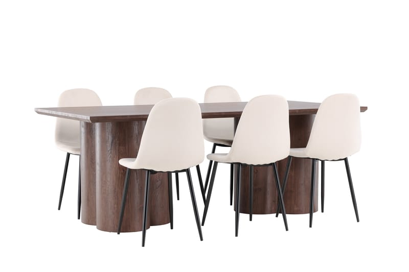 Olivia Matgrupp 210 cm Rektangulär med 6 Polar stolar - Mocca/Beige - Möbler - Matplats - Matgrupp & matbord med stolar