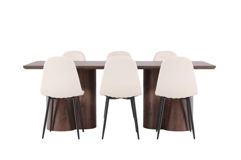 Olivia Matgrupp 210 cm Rektangulär med 6 Polar stolar - Mocca/Beige - Möbler - Matplats - Matgrupp & matbord med stolar