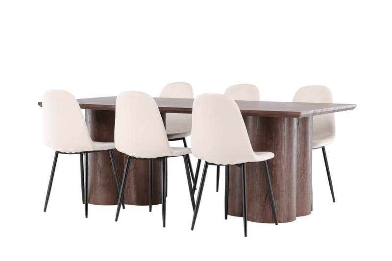 Olivia Matgrupp 210 cm Rektangulär med 6 Polar stolar - Mocca/Beige - Möbler - Matplats - Matgrupp & matbord med stolar