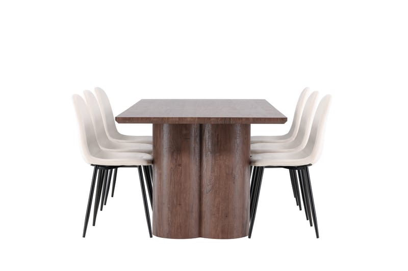 Olivia Matgrupp 210 cm Rektangulär med 6 Polar stolar - Mocca/Beige - Möbler - Matplats - Matgrupp & matbord med stolar
