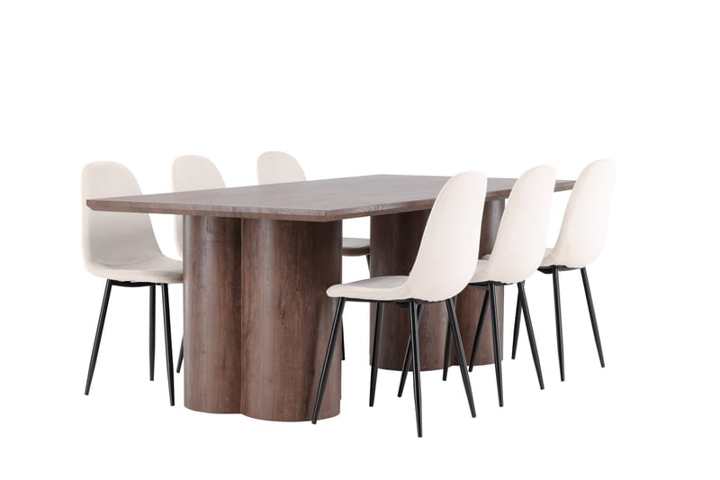 Olivia Matgrupp 210 cm Rektangulär med 6 Polar stolar - Mocca/Beige - Möbler - Matplats - Matgrupp & matbord med stolar