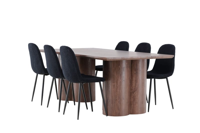 Olivia Matgrupp 210 cm Rektangulär med 6 Polar stolar - Mocca/Svart - Möbler - Matplats - Matgrupp & matbord med stolar