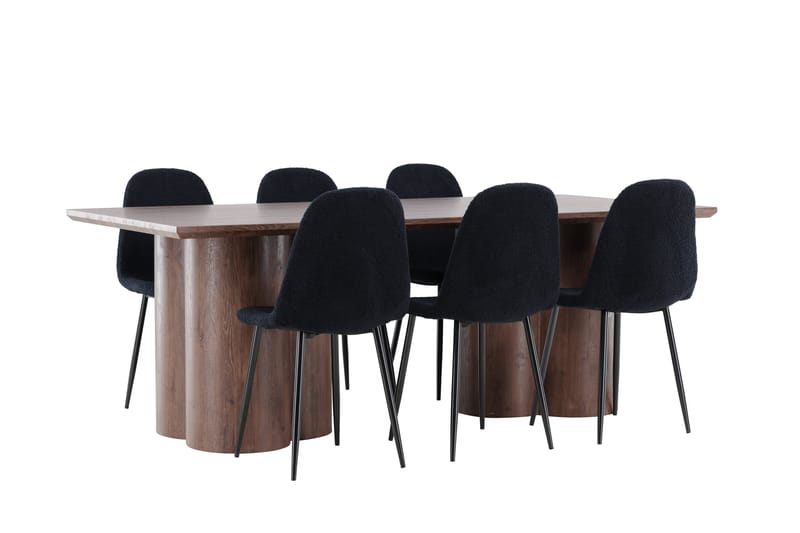Olivia Matgrupp 210 cm Rektangulär med 6 Polar stolar - Mocca/Svart - Möbler - Matplats - Matgrupp & matbord med stolar
