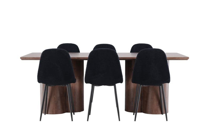 Olivia Matgrupp 210 cm Rektangulär med 6 Polar stolar - Mocca/Svart - Möbler - Matplats - Matgrupp & matbord med stolar