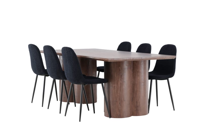 Olivia Matgrupp 210 cm Rektangulär med 6 Polar stolar - Mocca/Svart - Möbler - Matplats - Matgrupp & matbord med stolar