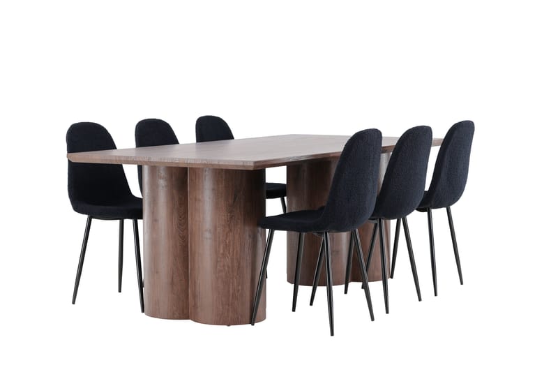 Olivia Matgrupp 210 cm Rektangulär med 6 Polar stolar - Mocca/Svart - Möbler - Matplats - Matgrupp & matbord med stolar