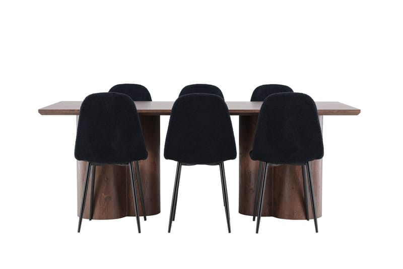 Olivia Matgrupp 210 cm Rektangulär med 6 Polar stolar - Mocca/Svart - Möbler - Matplats - Matgrupp & matbord med stolar