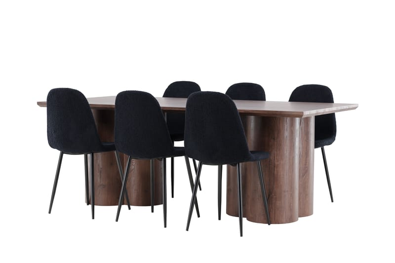 Olivia Matgrupp 210 cm Rektangulär med 6 Polar stolar - Mocca/Svart - Möbler - Matplats - Matgrupp & matbord med stolar