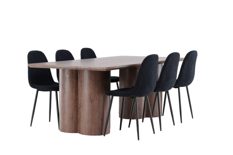 Olivia Matgrupp 210 cm Rektangulär med 6 Polar stolar - Mocca/Svart - Möbler - Matplats - Matgrupp & matbord med stolar