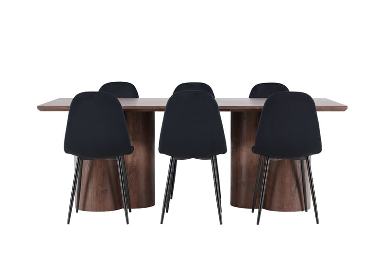 Olivia Matgrupp 210 cm Rektangulär med 6 Polar stolar - Mocca/Svart - Möbler - Matplats - Matgrupp & matbord med stolar