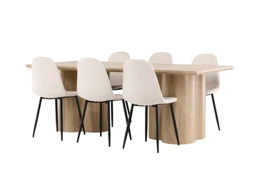 Olivia Matgrupp 210 cm Rektangulär med 6 Polar stolar - Whitewash/Beige - Möbler - Matplats - Matgrupp & matbord med stolar