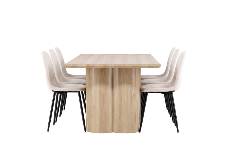 Olivia Matgrupp 210 cm Rektangulär med 6 Polar stolar - Whitewash/Beige - M öbler - Matplats - Matgrupp & matbord med stolar