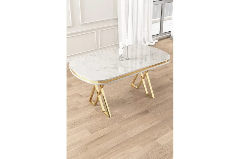 Omin Matbord 168 cm Rektangulär - Vit Marmor/Guld - Möbler - Matplats - Matbord & köksbord