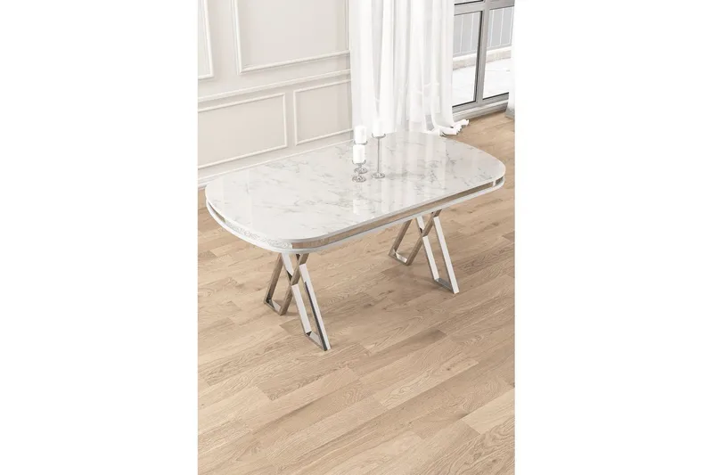 Omin Matbord 168 cm Rektangulär - Vit Marmor/Krom - Möbler - Matplats - Matbord & köksbord