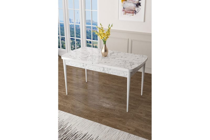Ostwerwal Matbord 132 cm Rektangulär - Vit Marmor/Vit - Möbler - Matplats - Matbord & köksbord
